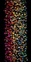 Watercolor, small flowers, black background, neatly arranged, continuous in all directions. photo