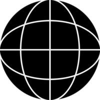 Flat Style Wireframe Globe Icon In Glyph Style. vector