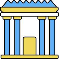 Isolated Second Temple Icon In Yellow And Blue Color. vector