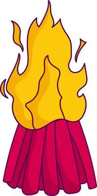 Red And Yellow Illustration of Holika Bonfire Icon.