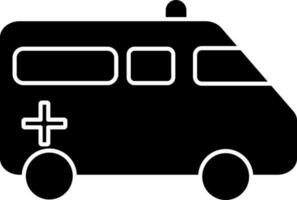 Flat Style Ambulance Van Icon In Black And White Color. vector