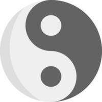 aislado gris y blanco yin yang icono en plano diseño. vector