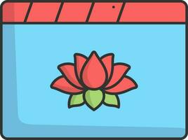 Isolated Blue And Red Web Browser With Lotus Icon In Flat Style. vector