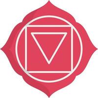 Red Anahata Symbol Icon In Flat Style. vector