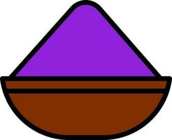 Isolated Purple Gulal Dry Paint Powder Bowl Flat Icon. vector