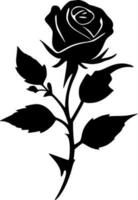 Rosa - negro y blanco aislado icono - vector ilustración