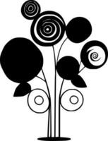 Rolled Flowers - Black and White Isolated Icon - Vector illustration