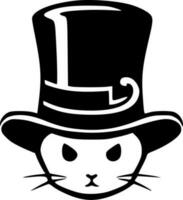 gato en el sombrero - negro y blanco aislado icono - vector ilustración