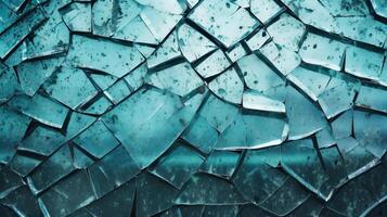 A shattered glass window up close. photo