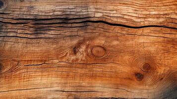 un detallado cerca arriba ver de un texturizado de madera superficie. generativo ai foto