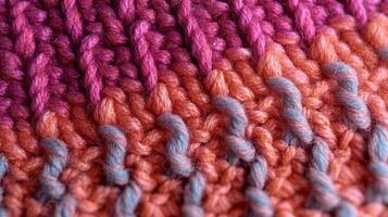 A detailed texture of a knitted blanket. photo