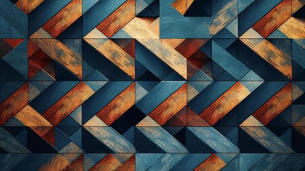 A color wall different geometric background. photo