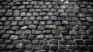 A textured cobblestone wall. photo