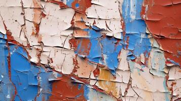 Peeling paint on a weathered wall, revealing the layers of history. photo