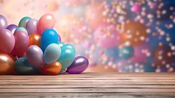 A bunch of balloons that are on a table. photo