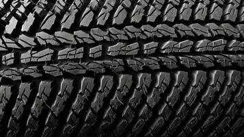 A tire close up on a black background. photo