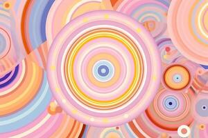 An abstract painting with colorful circles and dots on canvas. photo