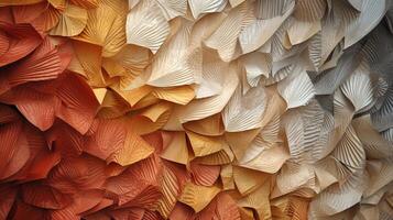 A textured wall made entirely out of folded paper. photo