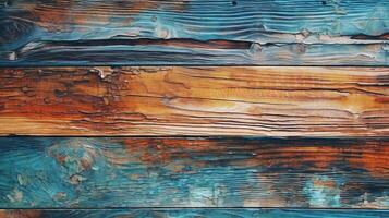 un texturizado de madera superficie con azul y marrón pintar. generativo ai foto