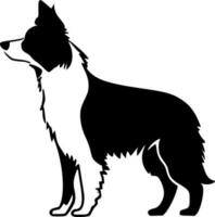 frontera collie - negro y blanco aislado icono - vector ilustración