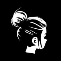 Messy Bun - Black and White Isolated Icon - Vector illustration