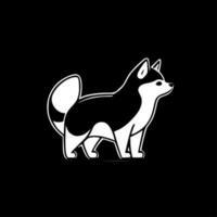 shiba - negro y blanco aislado icono - vector ilustración