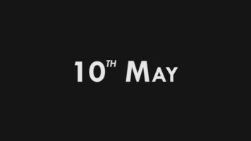 tiende, 10e mei tekst koel en modern animatie intro uit, kleurrijk maand datum dag naam, schema, geschiedenis video