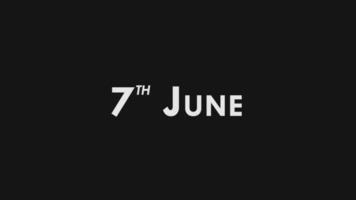 sétimo, 7º Junho texto legal e moderno animação introdução outro, colorida mês encontro dia nome, agendar, história video