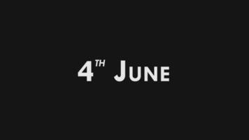 Fourth, 4th June Text Cool and Modern Animation Intro Outro, Colorful Month Date Day Name, Schedule, History video