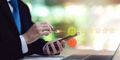 consumers opinion, and rated their satisfaction ,rate and review them online ,evaluation business success ,Customer Experience Survey Concepts ,Services and Products and Customer Engagement photo