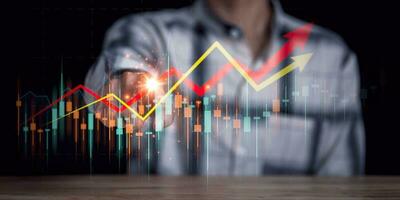 concept of interest rates and dividends ,Financial interest rates ,investment growth percentage and interest on deposits ,an increase in interest rates ,stock market ,Retirement returns photo