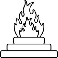 Isolated Fire Pit Icon In Black Outline. vector