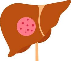 Isolated Liver Cancer Icon In Brown And Pink Color. vector