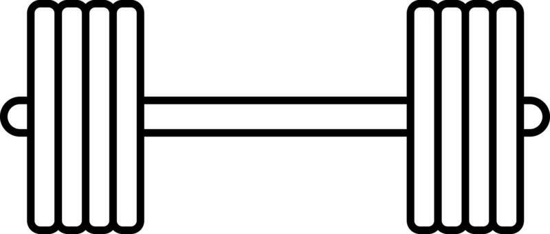 Isolated Dumbbell Or Barbell Line Art Icon.