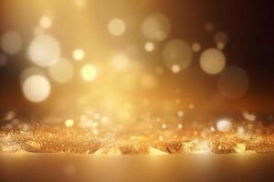 A blurred gold light, silver light abstract background with bokeh glow, Illustration. photo