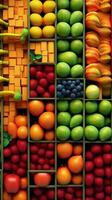 A collection of fruits in different colors. photo