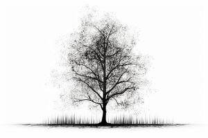 Illustrationg of birch Tree without leaves. photo