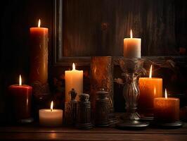 Candlelight, realistic photography background. photo