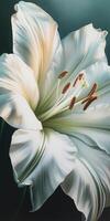 An extreme close up of a beautiful lily oil painting. photo