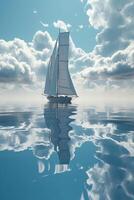 A sailboat and clouds in the water. photo