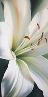 An extreme close up of a beautiful lily oil painting. photo