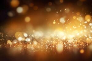 A blurred gold light, silver light abstract background with bokeh glow, Illustration. photo