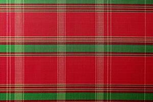 red fabric textile pattern, plaid background, linen cotton. photo