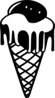 Ice Cream, Black and White Vector illustration