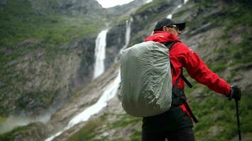 Outdoor Lifestyle Theme. Caucasian Men on the Glacial Trailhead in the Norway. video