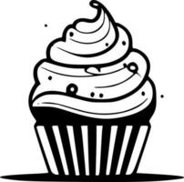 Cupcake, Black and White Vector illustration