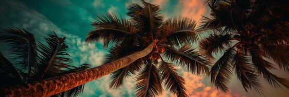 majestic palm tree with its lush green leaves gently swaying in the breeze. photo