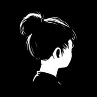 Messy Bun - Black and White Isolated Icon - Vector illustration