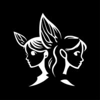 Fairies, Black and White Vector illustration