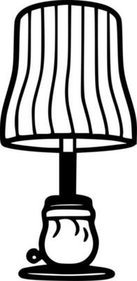 Lamp, Black and White Vector illustration